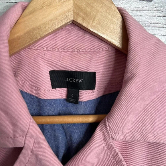 J crew pink trench coat white buttons size 0 jacket - Picture 4 of 11